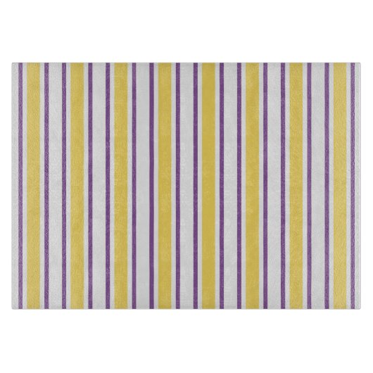 Planche À Découper Bandes de bonbons jaunes, violets et blancs (Devant)