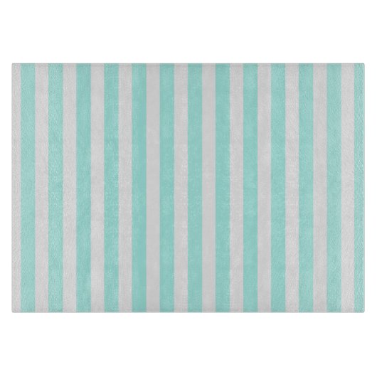 Planche À Découper Bandes de bonbons turquoise et blanche (Devant)