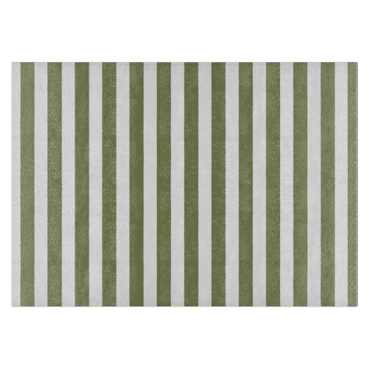 Planche À Découper Bandes de bonbons vert olive et blanc (Devant)