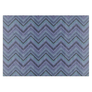 Planche À Découper Bandes de zigzag gris bleu