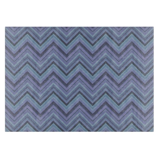 Planche À Découper Bandes de zigzag gris bleu (Devant)