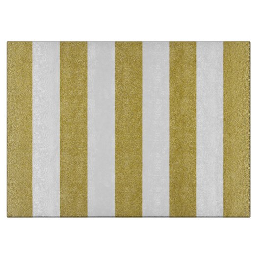 Planche À Découper Bandes d'or, Blancs, Motif rayé (Devant)