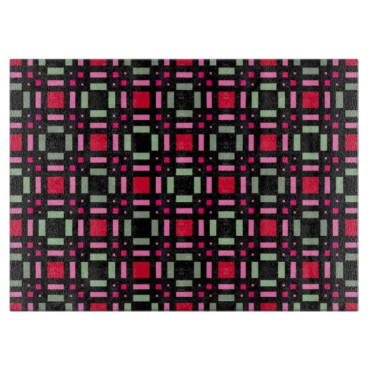 Planche À Découper Bandes rouges rouges rouges vertes géométriques (Devant)