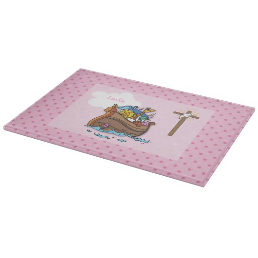 Planche À Découper Baptême bébé Noé's sur mesure, Rose fille (Coin)