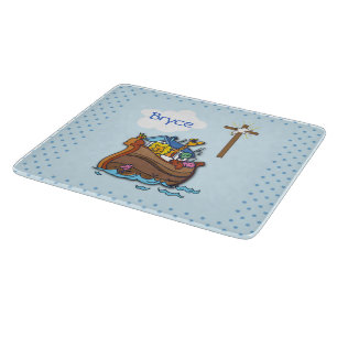 Planche À Découper Baptême personnalisable de bébé Arche de Noé, garç