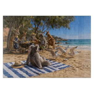 Planche À Découper Barbecue de plage aux kangourous