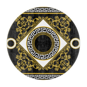 Planche À Découper Baroque d'or : frontière noire grecque
