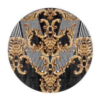 Planche À Découper Baroque doré, décoration complexe.