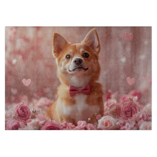 Planche À Découper Basenji avec Rose - Saint Valentin (Devant)