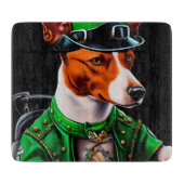 Planche À Découper Basenji Chien conduisant vélo St. Patrick's Day (Devant)