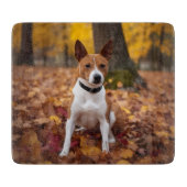 Planche À Découper Basenji en automne Feuilles automne Inspiration (Devant)