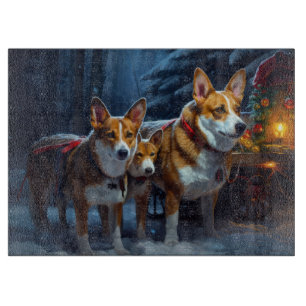 Planche À Découper Basenji enneigé traîneau décoration de Noël