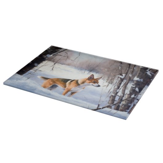 Planche À Découper Basenji Laisser neiger Noël (Coin)