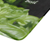 Planche À Découper Basil vert frais sur verre noir (Coin)