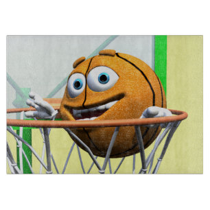 Planche À Découper Basket-ball amusant en dessin animé dans un cercea