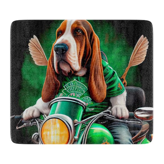 Planche À Découper Basset Hound Chien conduisant vélo St. Patrick's D (Devant)