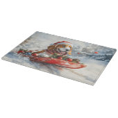 Planche À Découper Basset Hound Dog in Sledge Let it Neige Noël (Coin)