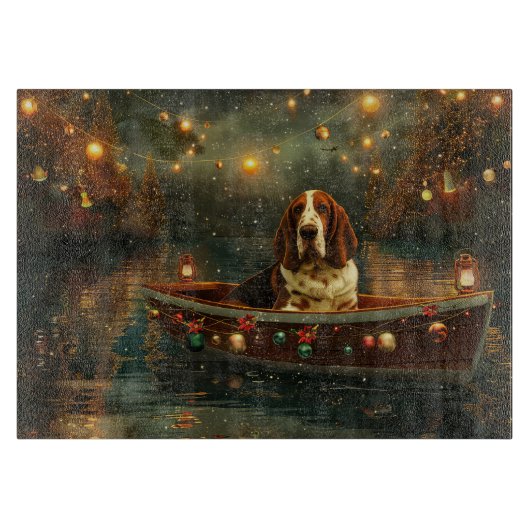 Planche À Découper Basset Hound Noël Festive Voyage (Devant)