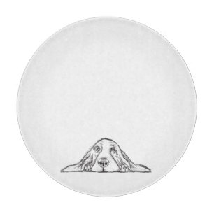 Planche À Découper basset hound noir blanc yeux de chiot simple