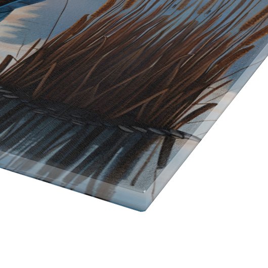 Planche À Découper Bateau bleu rustique Matin Sky réflexion (Coin)