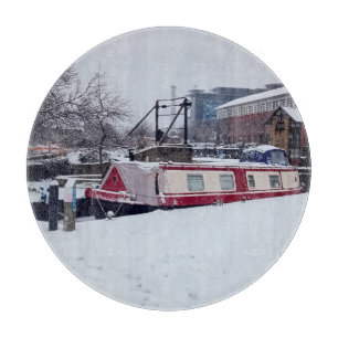 Planche À Découper Bateau Canal, dans la neige