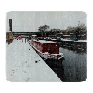 Planche À Découper Bateau Canal, en hiver