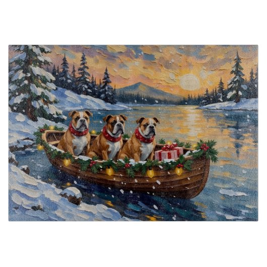 Planche À Découper Bateau de Noël de Noël Bulldog (Devant)