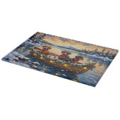 Planche À Découper Bateau de Noël de teckel pour les fêtes (Coin)
