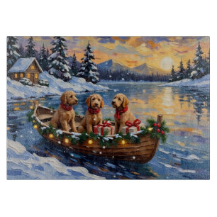 Planche À Découper Bateau de Noël Goldendoodle pour les Fêtes