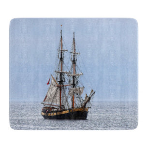 Planche À Découper Bateau de pêche nautique Blue Skis Verre