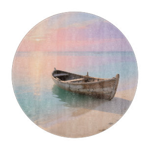 Planche À Découper Bateau en bois sur la plage tropicale au coucher d