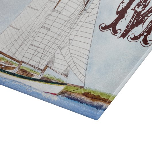 Planche À Découper Bateau nautique Monogramme Planche de coupe en ver (Coin)