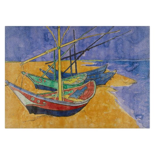 Planche À Découper Bateaux de Van Gogh Impressionnisme Plage (Devant)