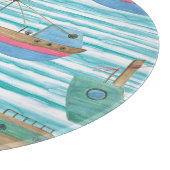 Planche À Découper Bateaux : Motif de peinture aquarelle. (Coin)