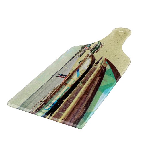 Planche À Découper Bateaux sur la plage tropicale (Coin)