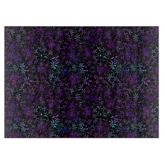 Planche À Découper Batik Floral Turquoise Rétro (Devant)