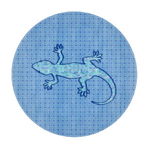 Planche À Découper Batik Tribal Gecko - bleu denim doux