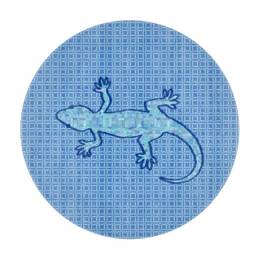 Planche À Découper Batik Tribal Gecko - bleu denim doux (Devant)