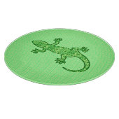 Planche À Découper Batik tribal Gecko - chaux et vert émeraude (Coin)