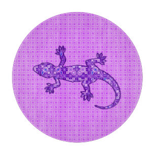 Planche À Découper Batik Tribal Gecko - violet et améthyste violet