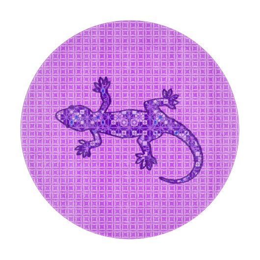 Planche À Découper Batik Tribal Gecko - violet et améthyste violet (Devant)
