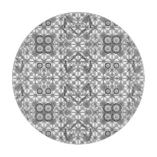 Planche À Découper Batik tribal - gris, noir et blanc