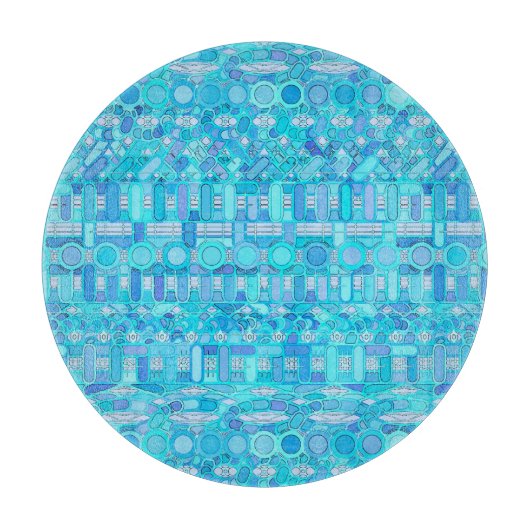 Planche À Découper Batik tribal - nuances de bleu (Devant)