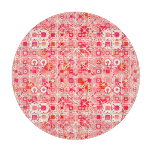 Planche À Découper Batik tribal - rose corail, orange corail et crème