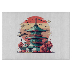 Planche À Découper Bâtiment d'art coloré du Japon