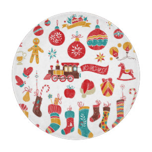 Planche À Découper Baubles de Noël : Snowy Vintage Set.