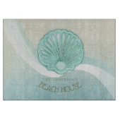 Planche À Découper Beach House Clam Shell Aqua Blue ID623 (Devant)