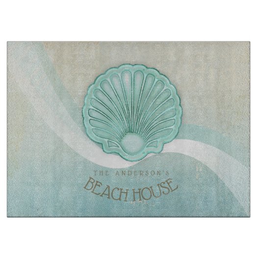 Planche À Découper Beach House Clam Shell Aqua Blue ID623 (Devant)