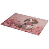 Planche À Découper Beagle avec des roses - Saint-Valentin (Coin)