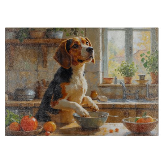 Planche À Découper Beagle Cooking in Kitchen (Devant)